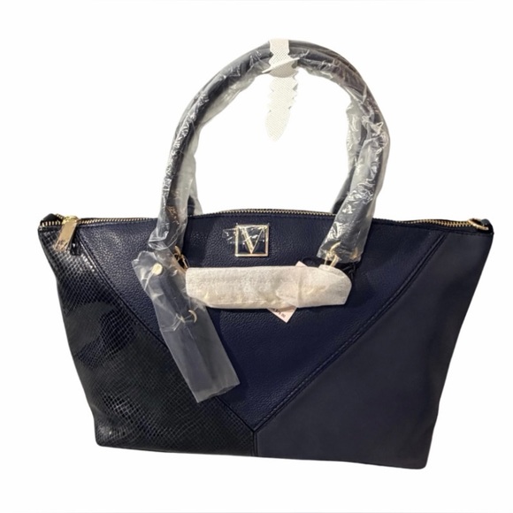 The Victoria Slouchy Satchel Midnight Blue Colorblock w/Python, Nubuck & Pebble - Picture 15 of 15